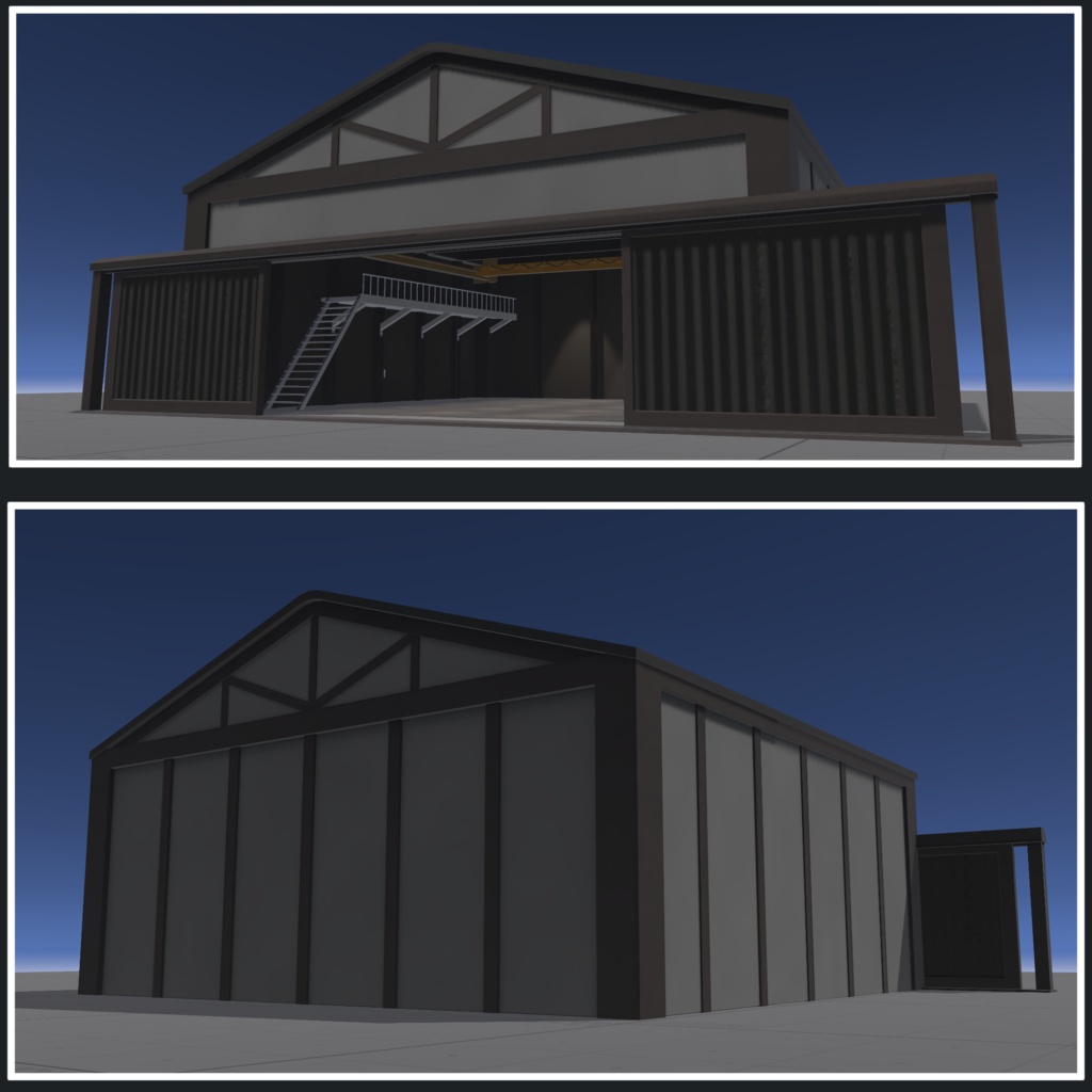 シンプル格納庫3 【VRC想定3Dモデル】