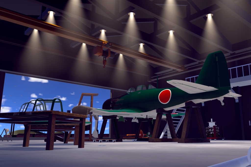 シンプル格納庫3 【VRC想定3Dモデル】