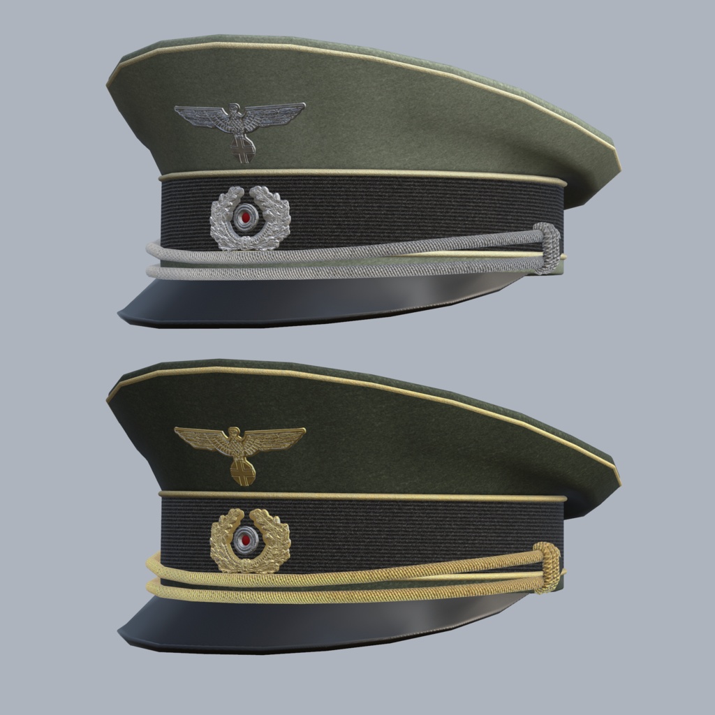 ドイツ国防軍制帽セット (陸/空軍) VRC想定3Dモデル