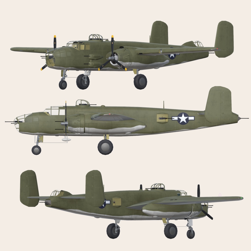 B-25 米陸軍/海軍爆撃機 【VRC想定3Dモデル】