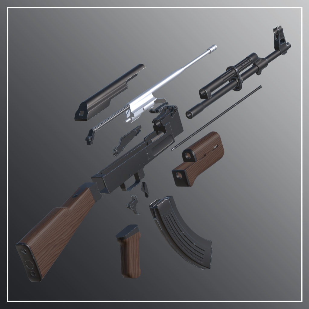 AK-47 7.62×39 アサルトライフル 【VRC想定3Dモデル】