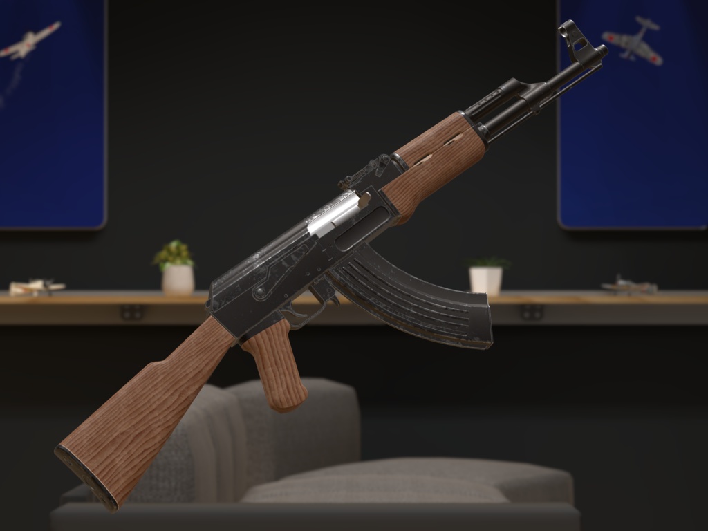 AK-47 7.62×39 アサルトライフル 【VRC想定3Dモデル】