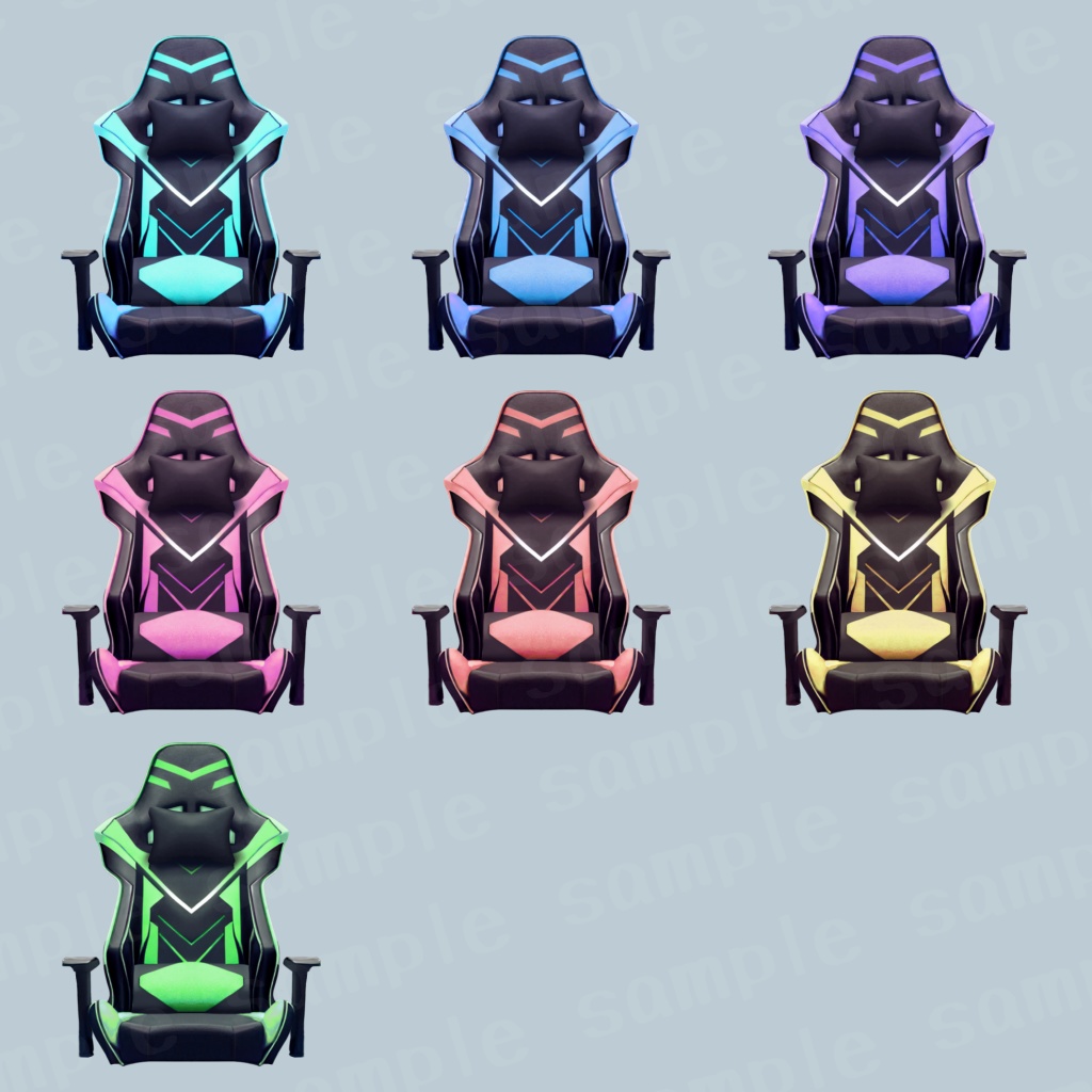 イラスト素材/ゲーミングチェア(7色)