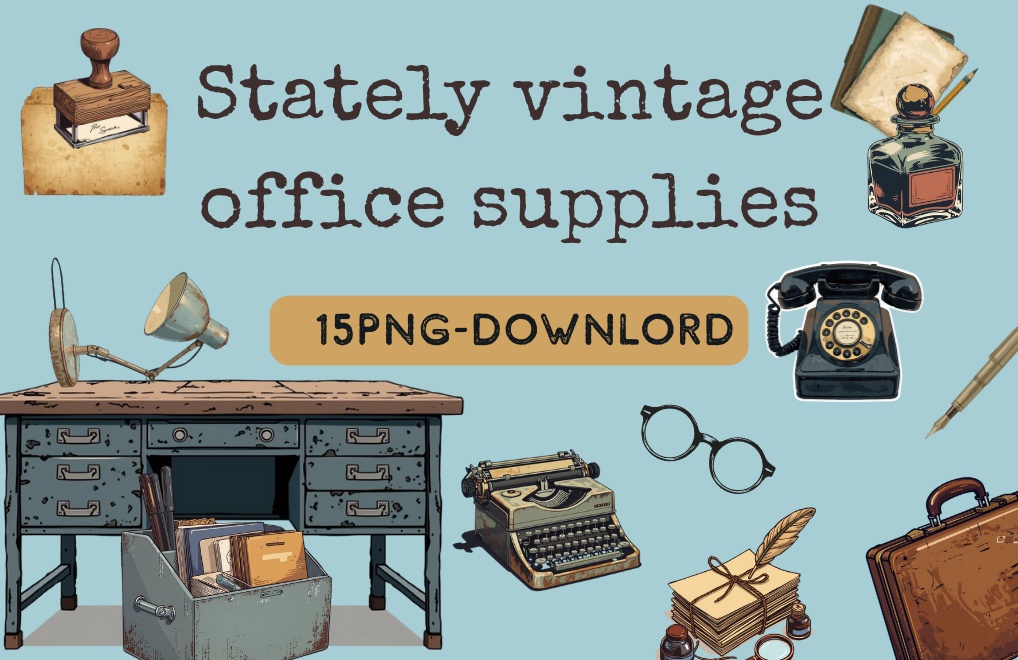 ホワイトワーカー・ヴィンテージクリップアート15点セット