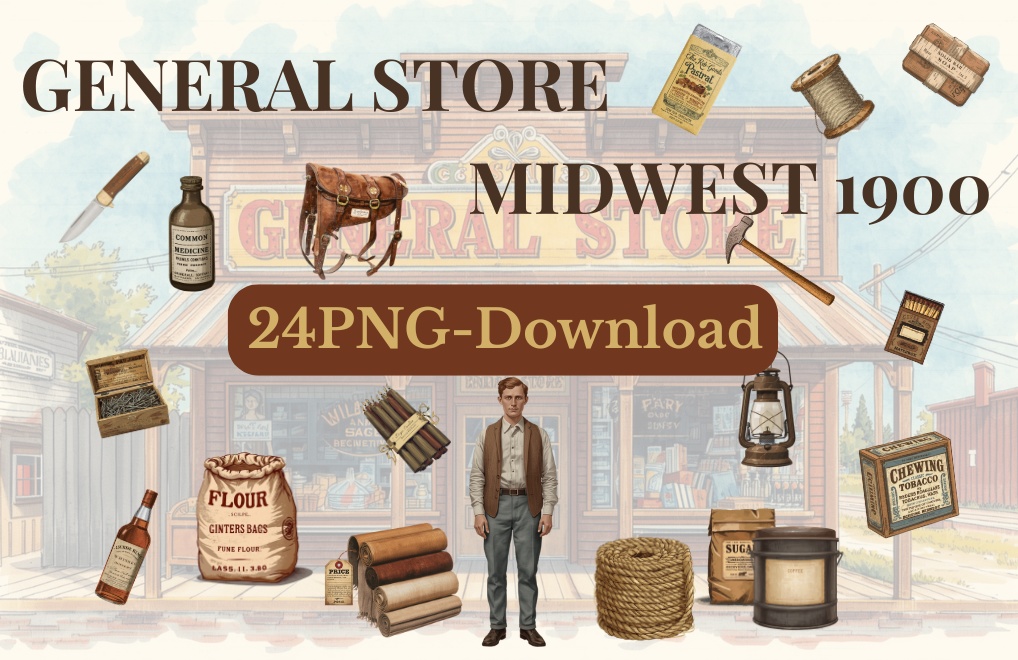 ジェネラル・ストア（雑貨屋）1900s前後　クリップアート24点