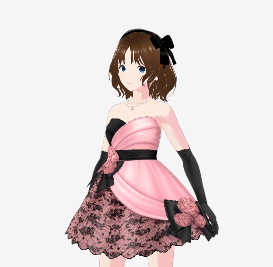 Pink Rose Sleeveless Dress【VRoid】