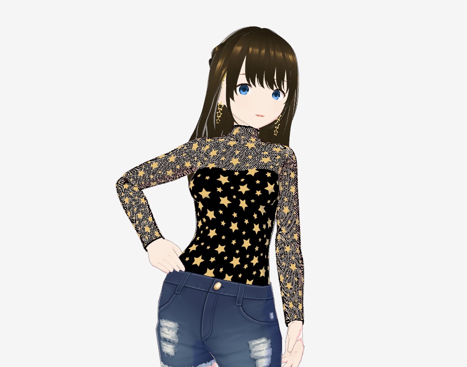 Star Pattern Mesh Long Sleeve Top【VRoid】
