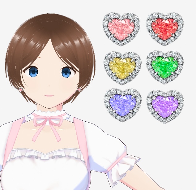 Gemstone Heart Earrings 【VRoid】