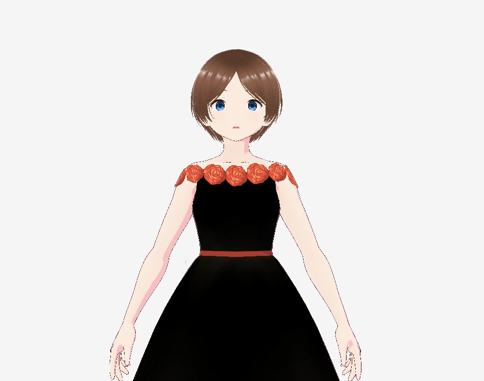 Long Black Dress With Red Roses【VRoid】