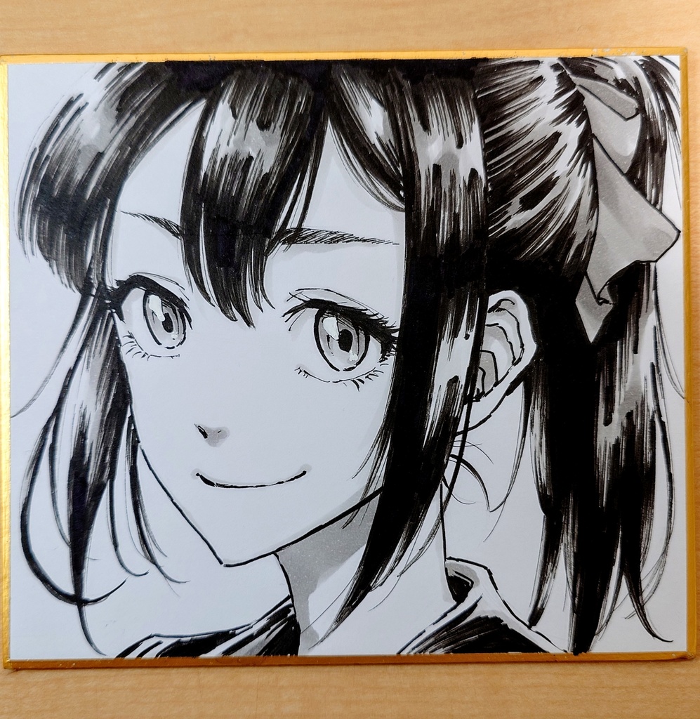 オリジナルイラスト ポニテの女の子 手描き アナログ ペン画