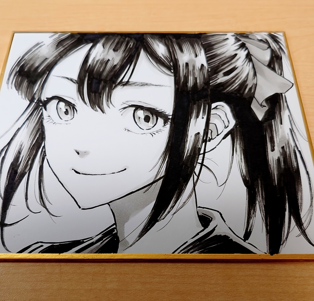 オリジナルイラスト ポニテの女の子 手描き アナログ ペン画