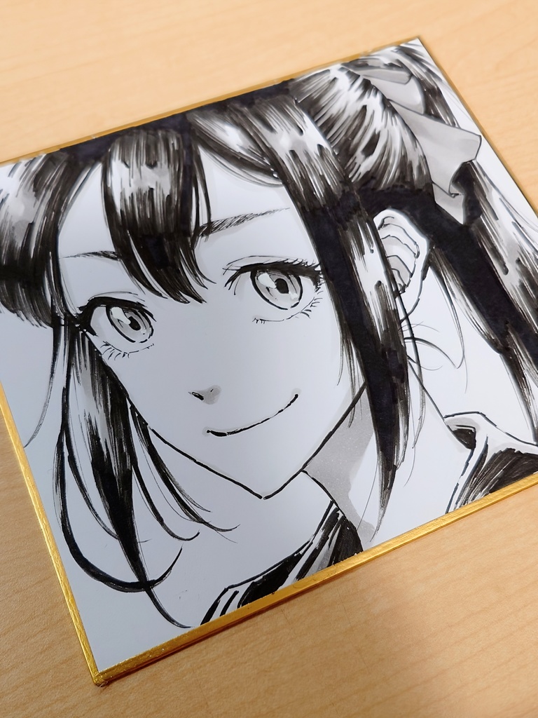 オリジナルイラスト ポニテの女の子 手描き アナログ ペン画