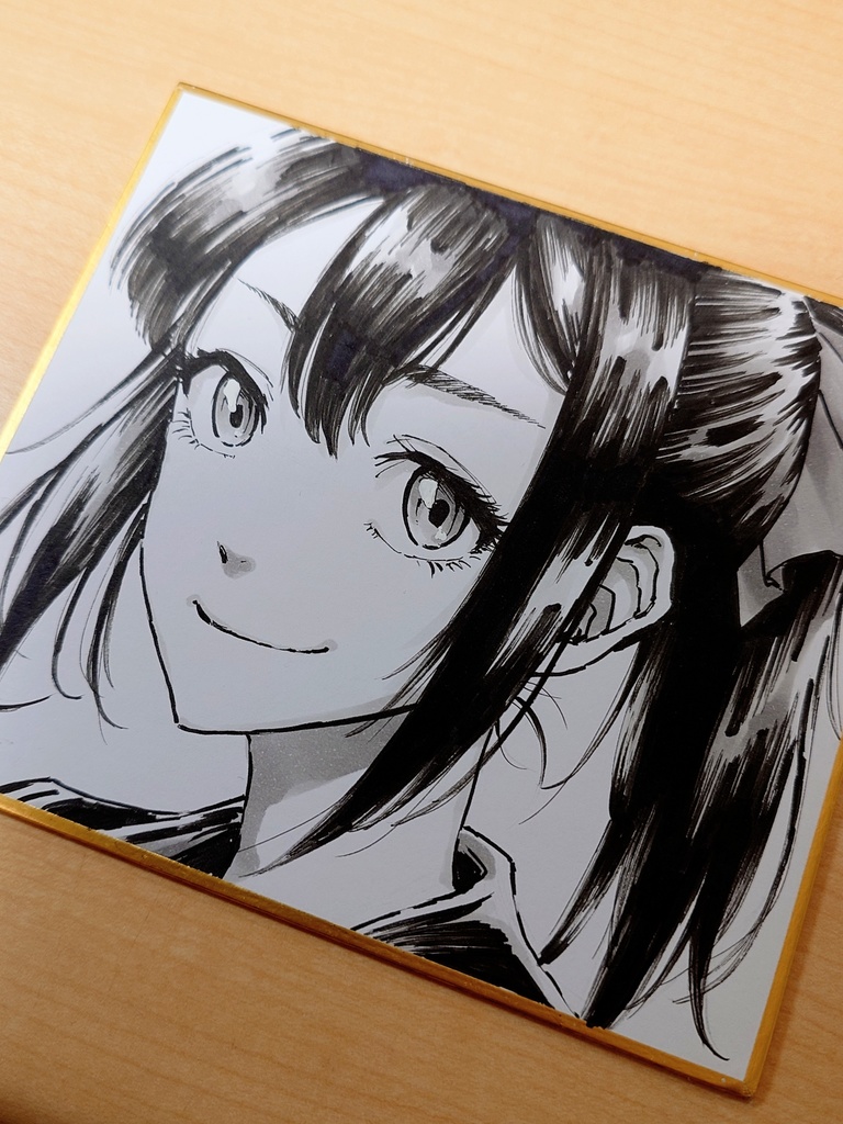 オリジナルイラスト ポニテの女の子 手描き アナログ ペン画