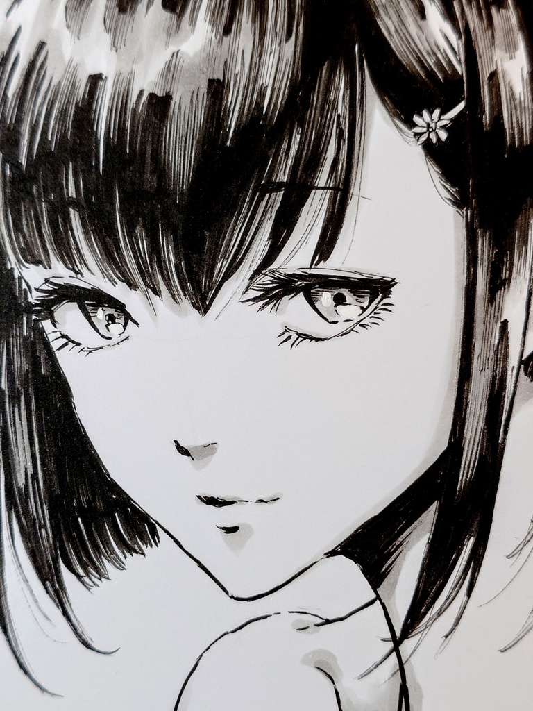 オリジナルイラスト 手描き 女の子 筆ペン コピック アナログ