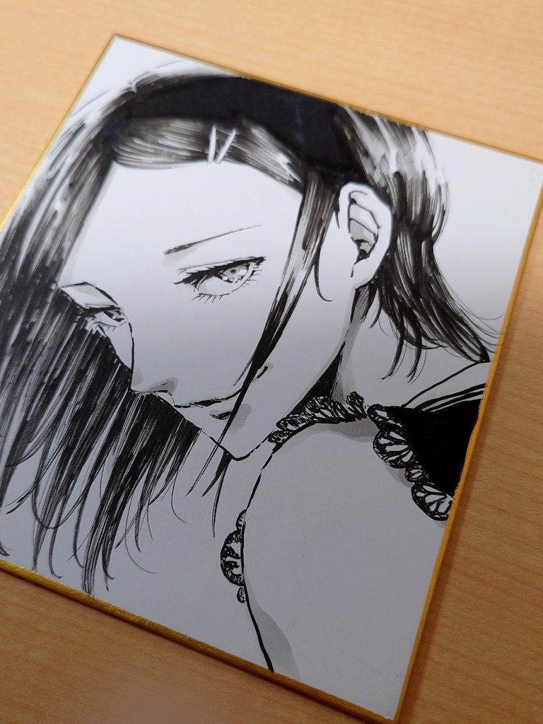 オリジナルイラスト 手描き 振り返りおねえさん アナログ ペン画