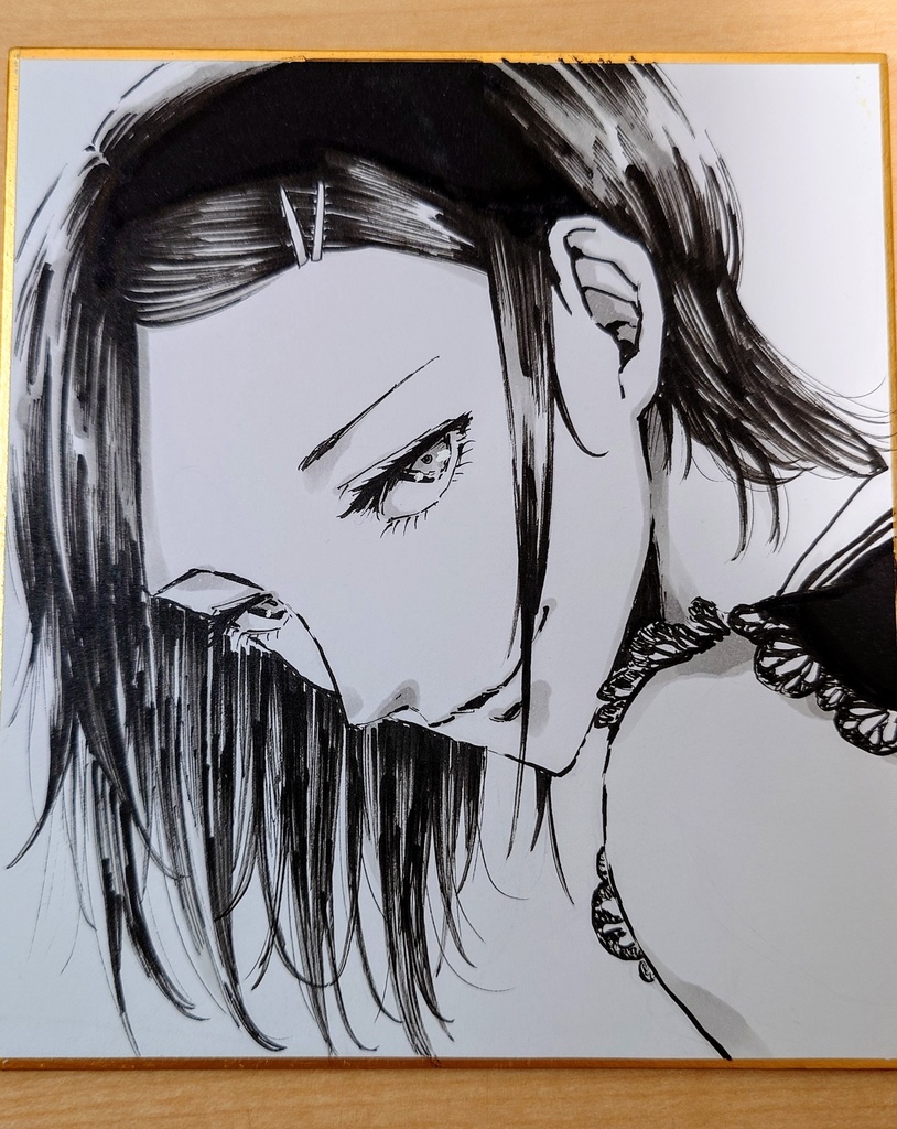 オリジナルイラスト 手描き 振り返りおねえさん アナログ ペン画