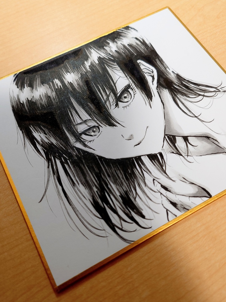 オリジナルイラスト 覗き込み女の子 手描き アナログ ペン画