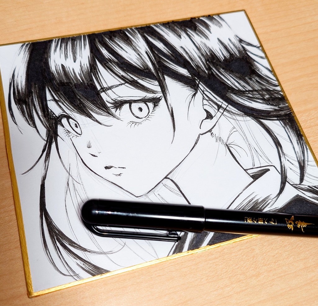 オリジナルイラスト ロングヘアの女の子 手描き アナログ