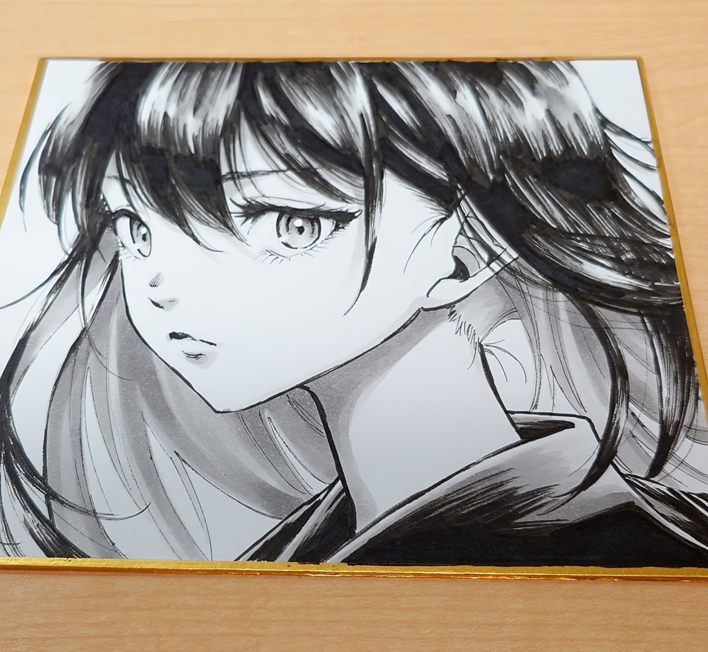 オリジナルイラスト ロングヘアの女の子 手描き アナログ