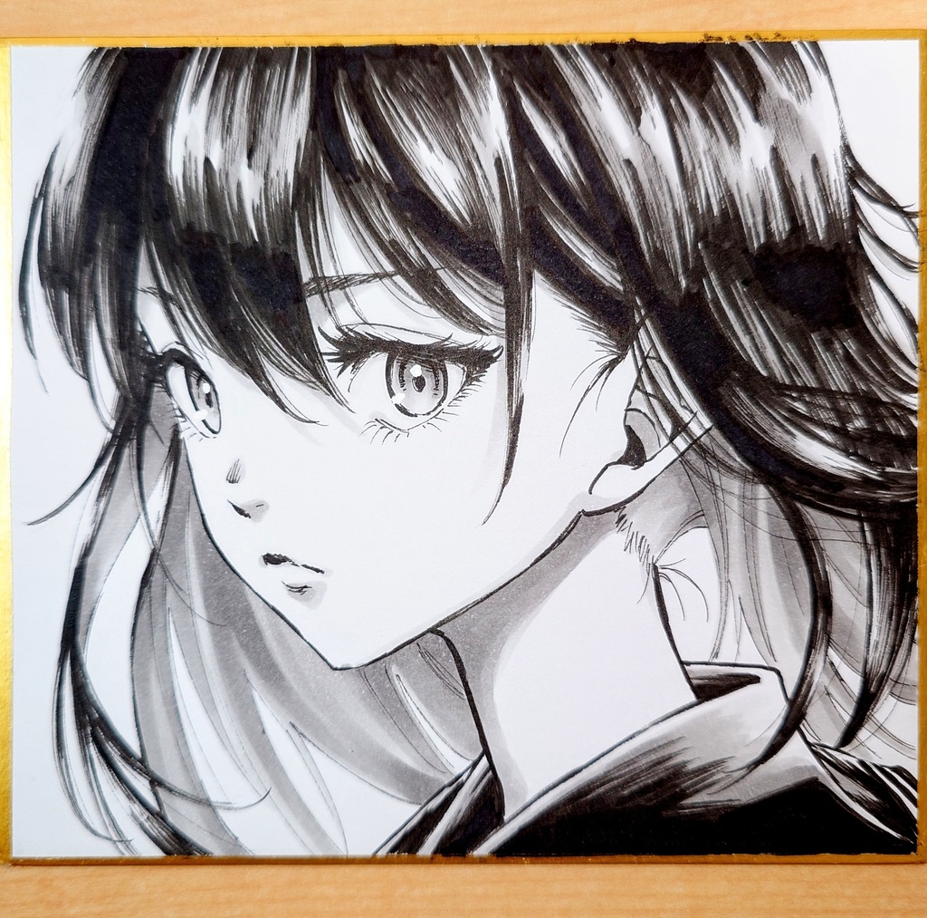 オリジナルイラスト ロングヘアの女の子 手描き アナログ