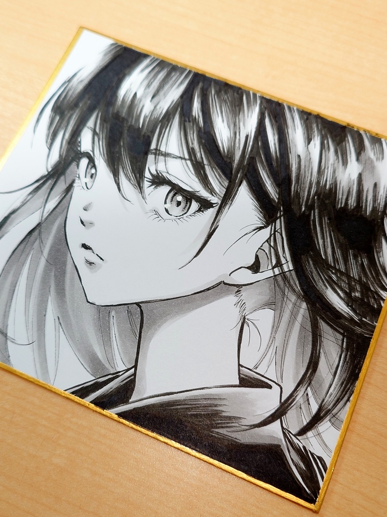 オリジナルイラスト ロングヘアの女の子 手描き アナログ