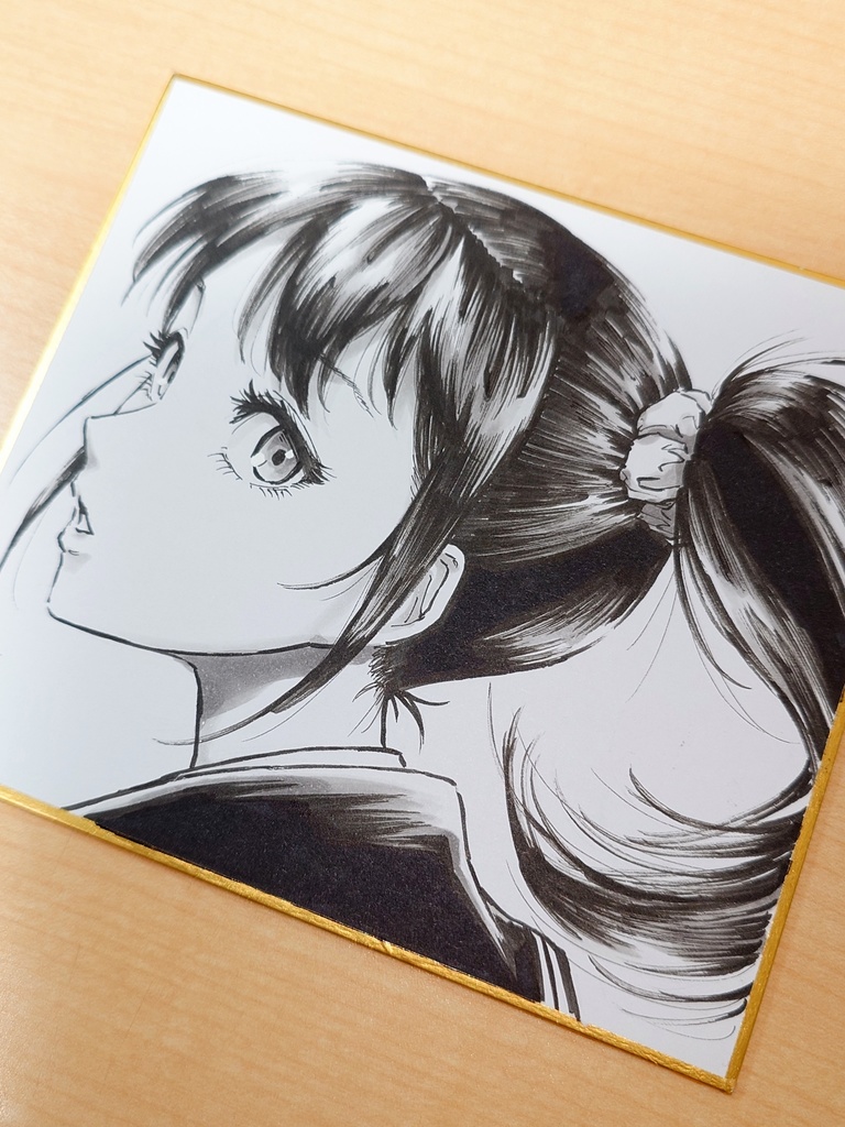 オリジナルイラスト ポニテの女の子 手描き アナログ
