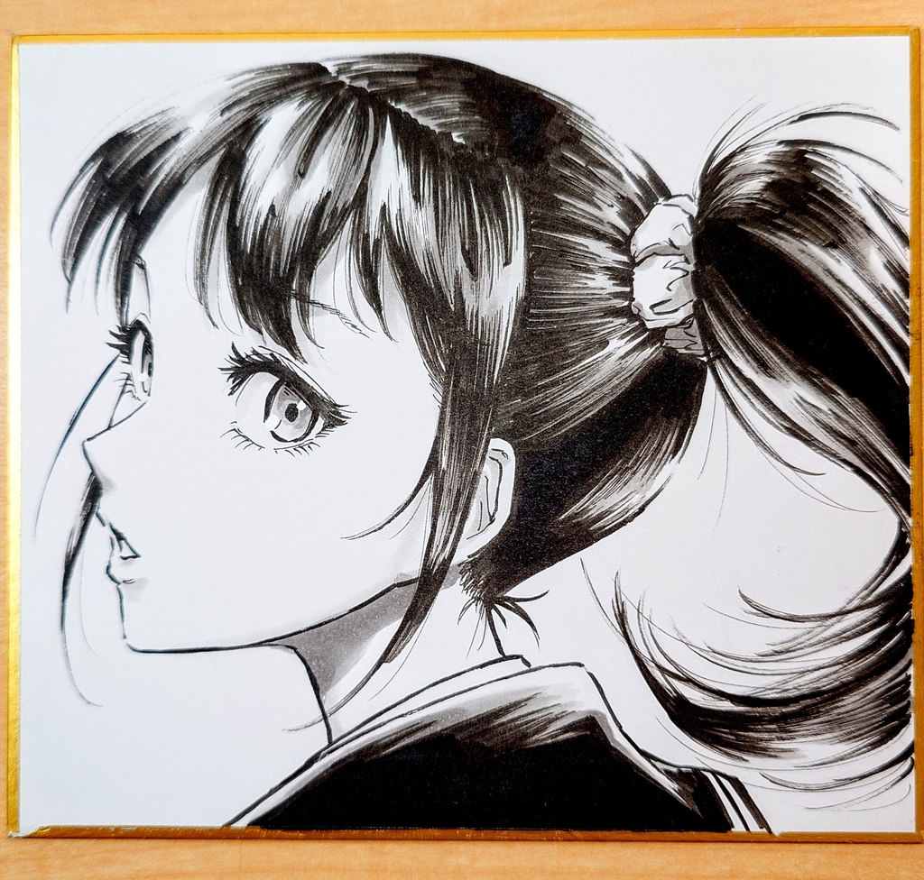 オリジナルイラスト ポニテの女の子 手描き アナログ