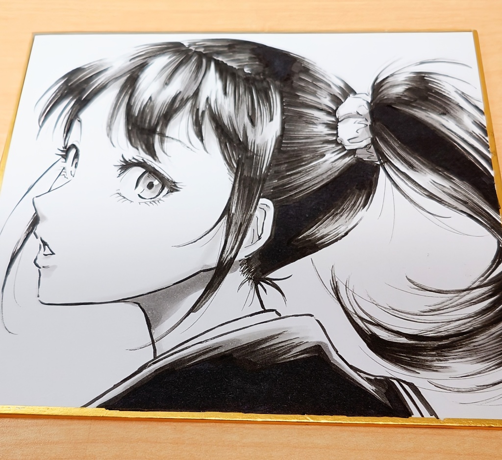 オリジナルイラスト ポニテの女の子 手描き アナログ