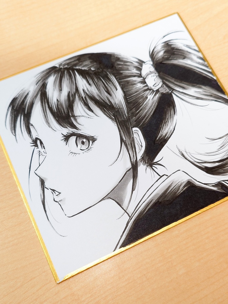 オリジナルイラスト ポニテの女の子 手描き アナログ