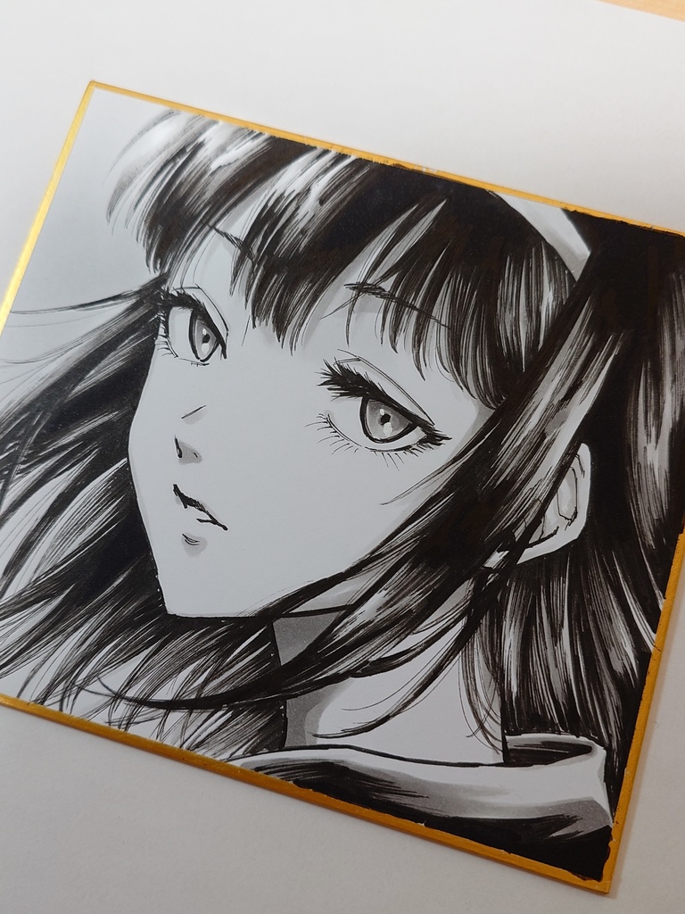 オリジナルイラスト アンニュイな女の子 アナログ 手描き