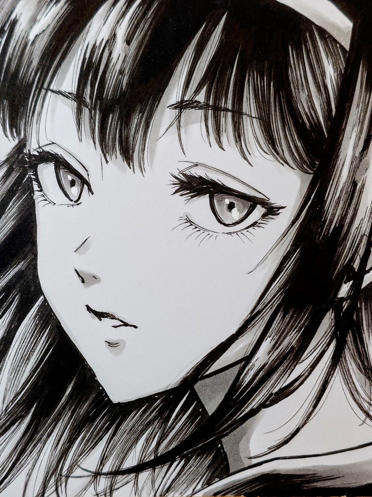 オリジナルイラスト　アンニュイな女の子　アナログ　手描き