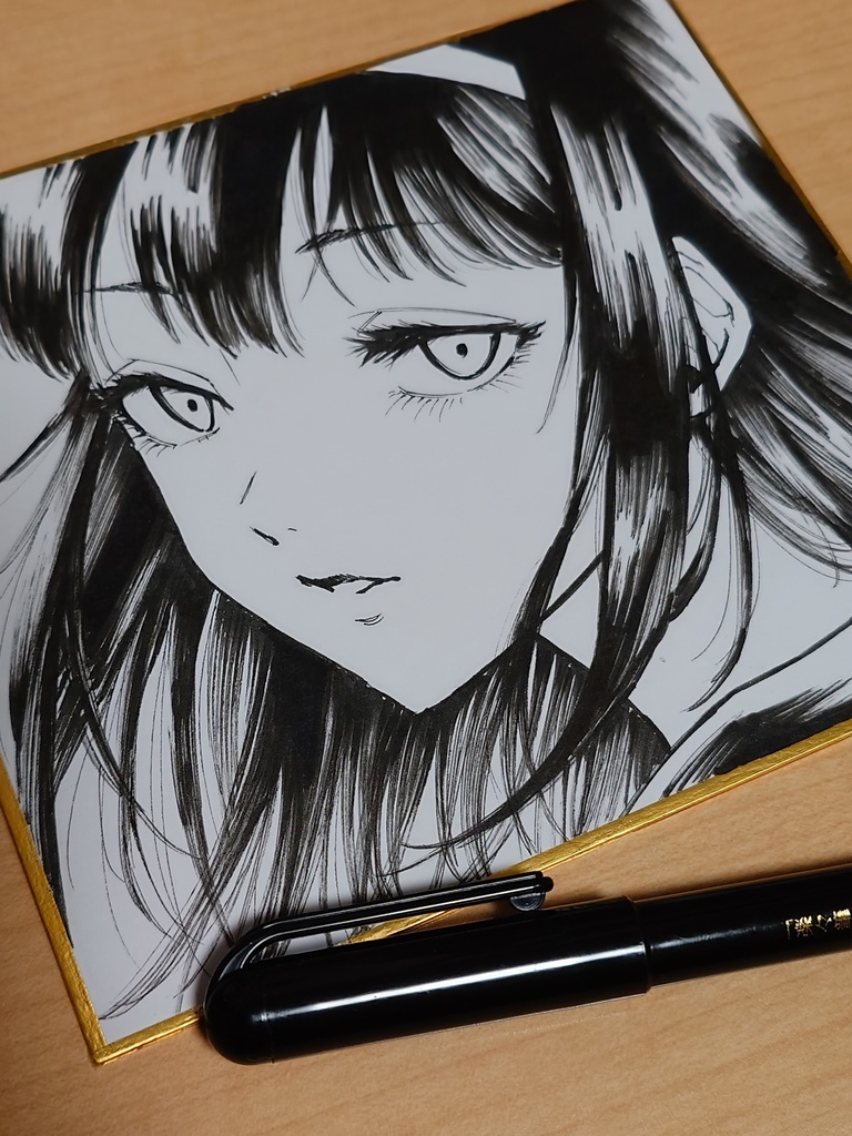 オリジナルイラスト アンニュイな女の子 アナログ 手描き