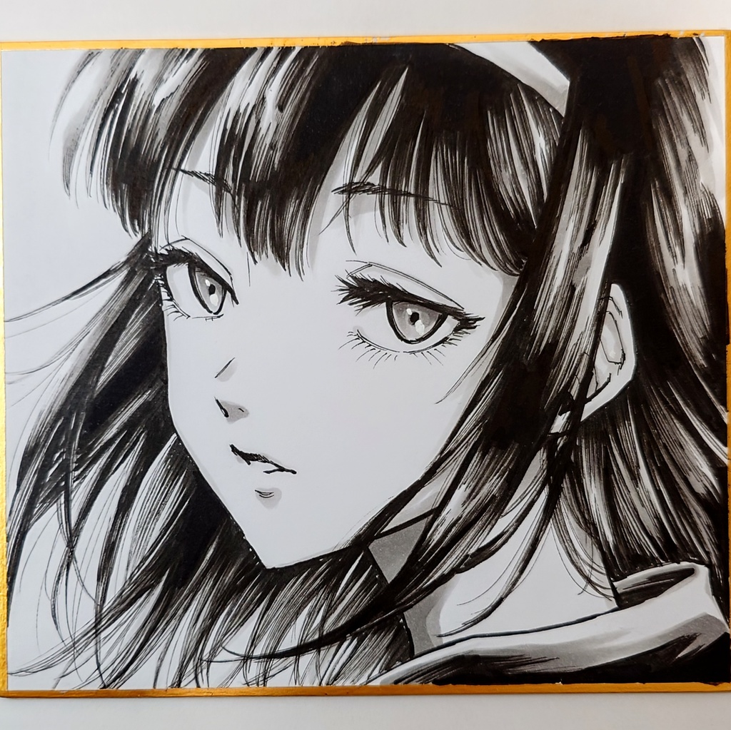 オリジナルイラスト アンニュイな女の子 アナログ 手描き