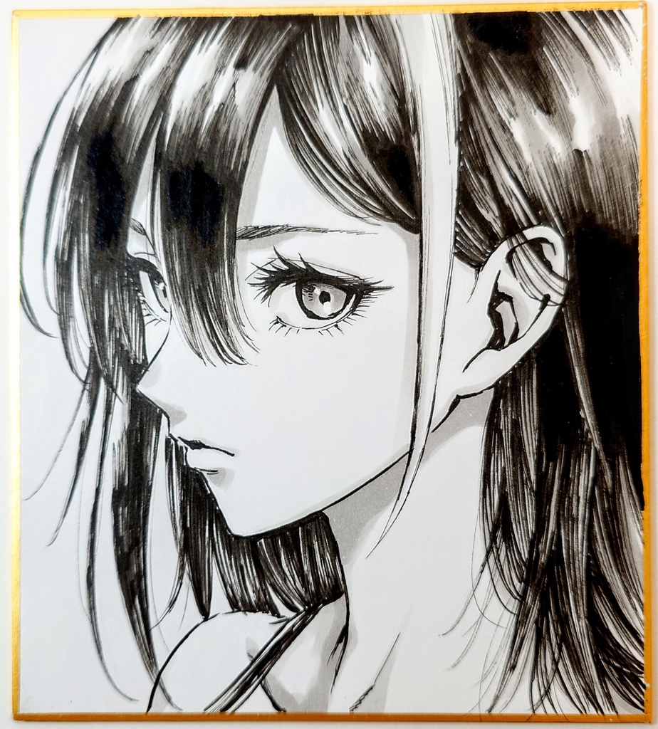 オリジナルイラスト メッシュの女の子 手描き アナログ