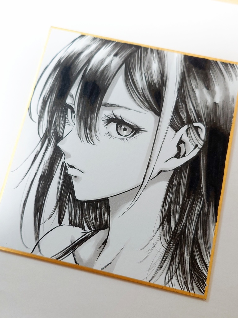 オリジナルイラスト メッシュの女の子 手描き アナログ