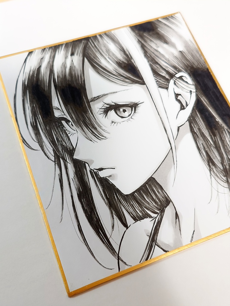 オリジナルイラスト メッシュの女の子 手描き アナログ