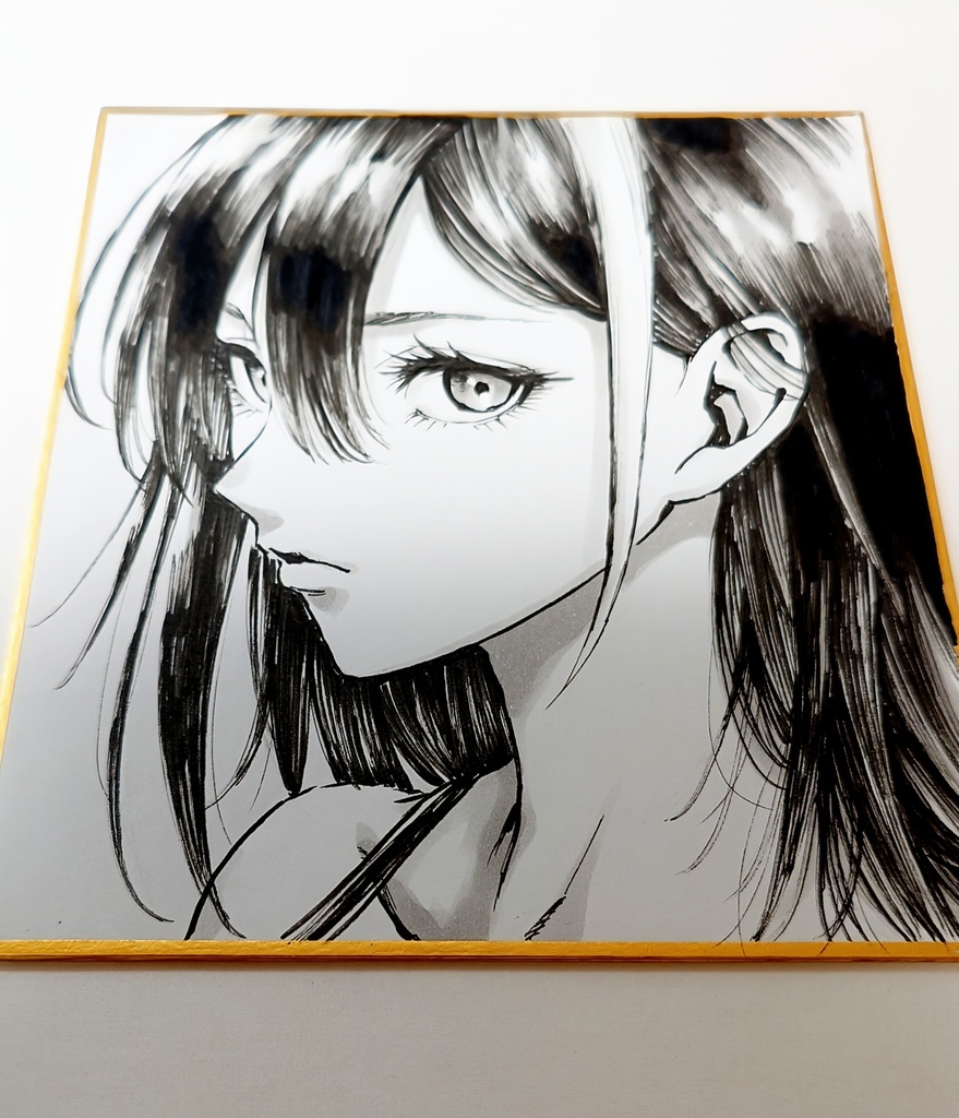 オリジナルイラスト メッシュの女の子 手描き アナログ