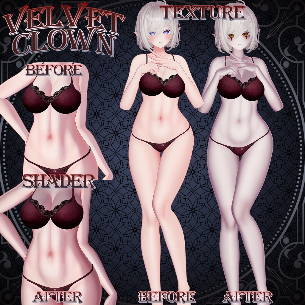 ✧ Velvet Clown_Makeup_Body+Eye Texture+Shader✧