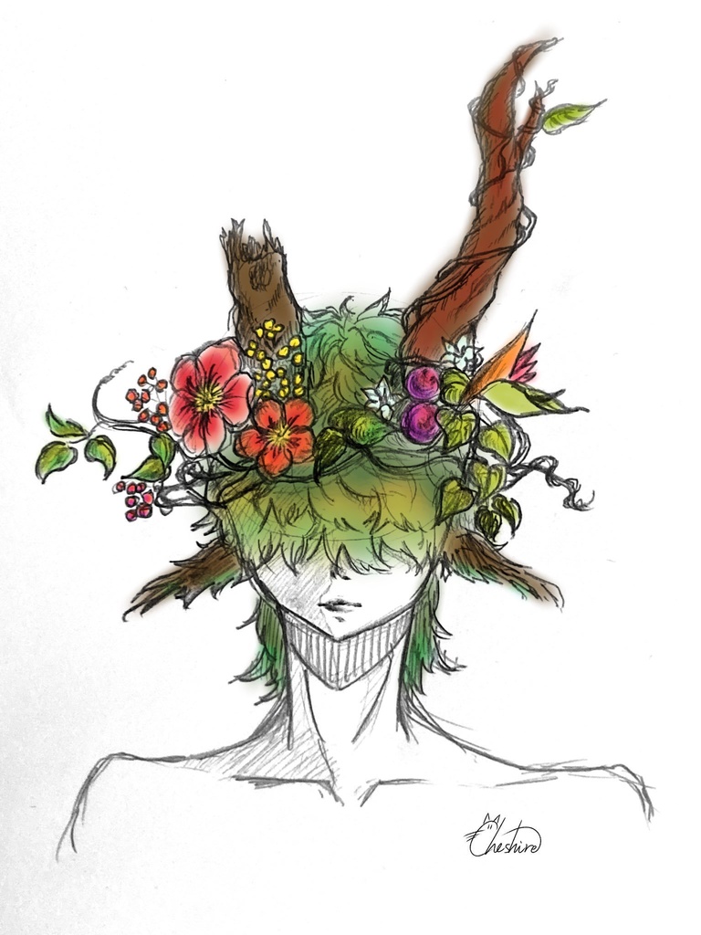 森の青年(カラー)