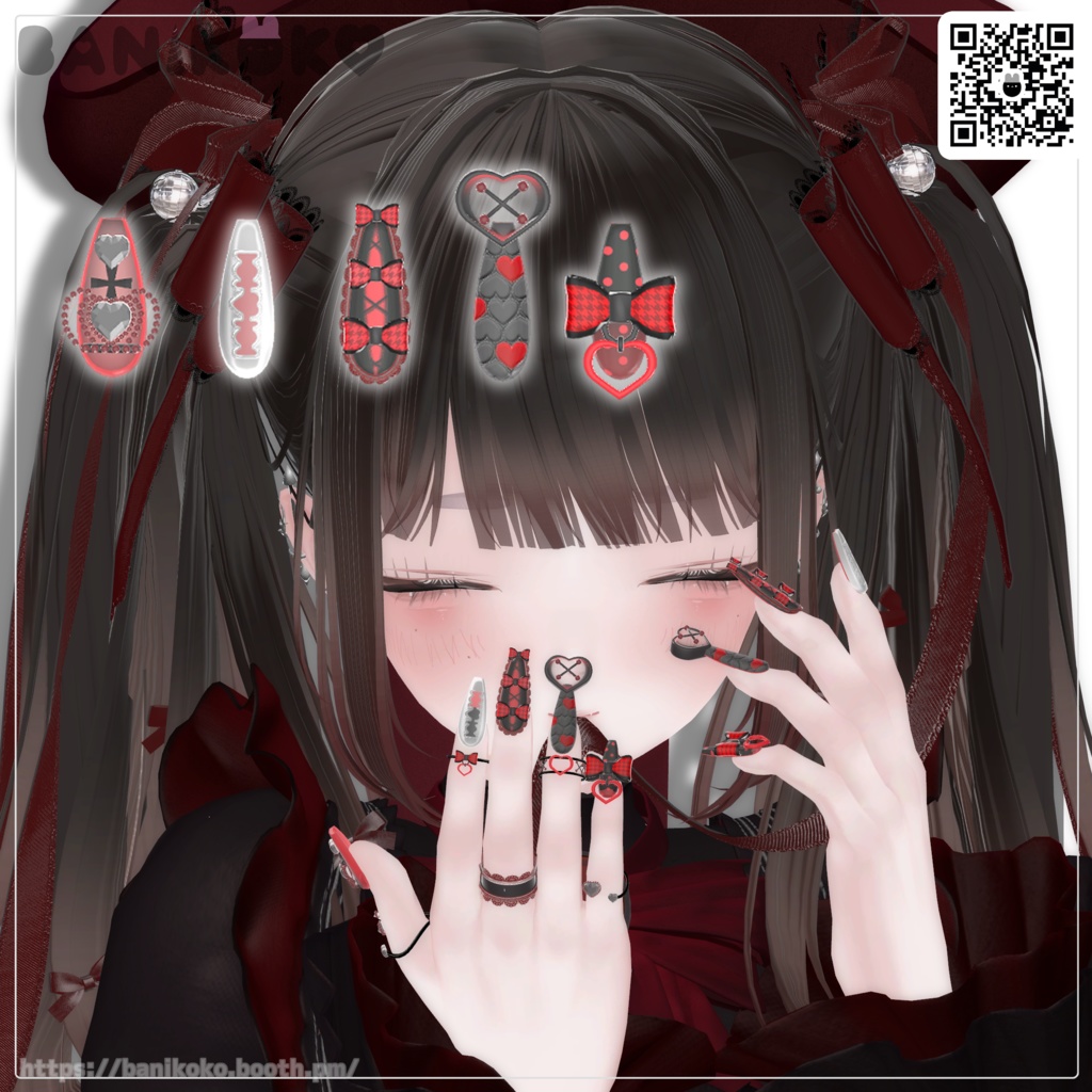 【23アバター対応】地雷系ネイル、まいんどまいん【3Dネイル】