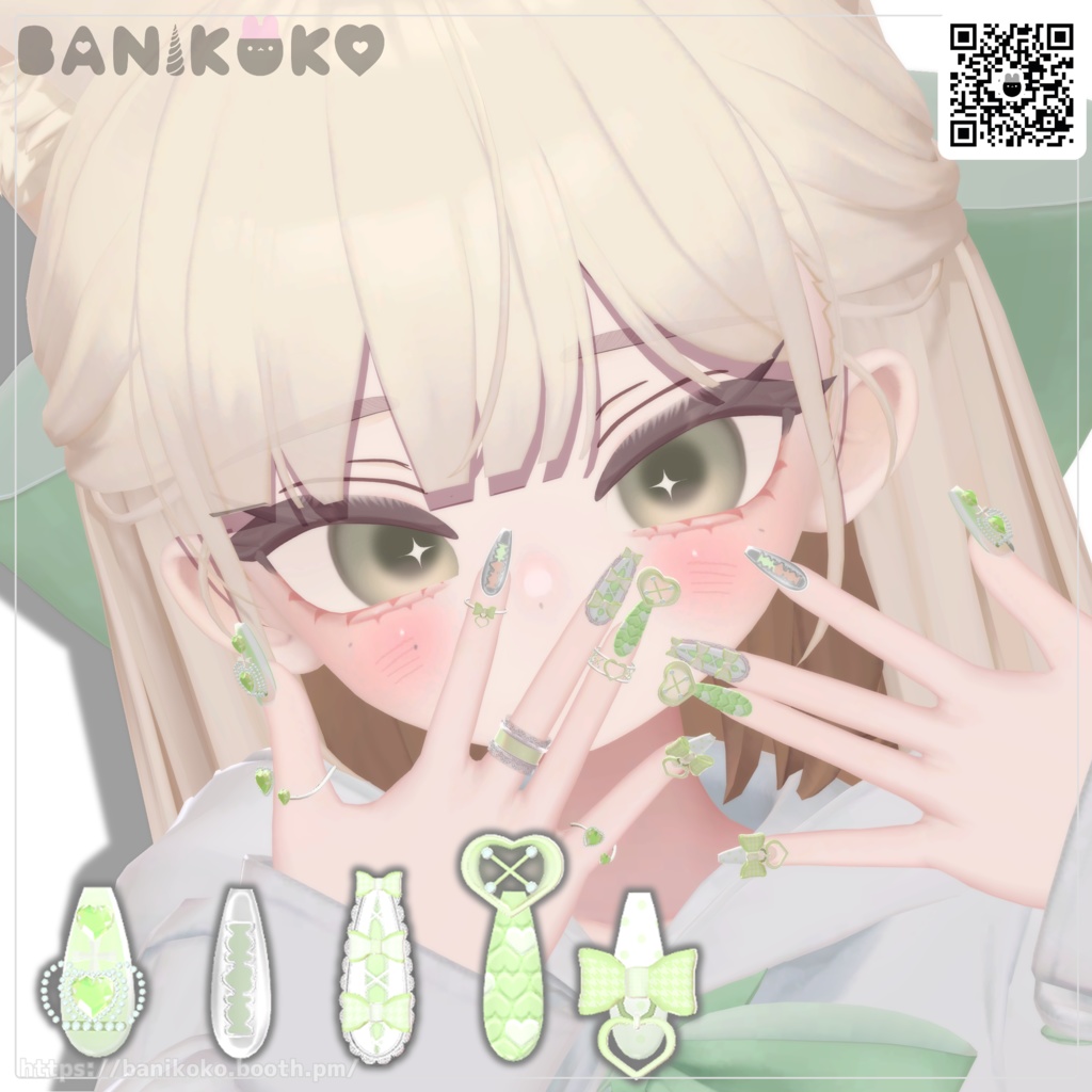 【23アバター対応】地雷系ネイル、まいんどまいん【3Dネイル】