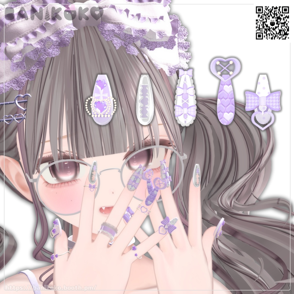 【23アバター対応】地雷系ネイル、まいんどまいん【3Dネイル】