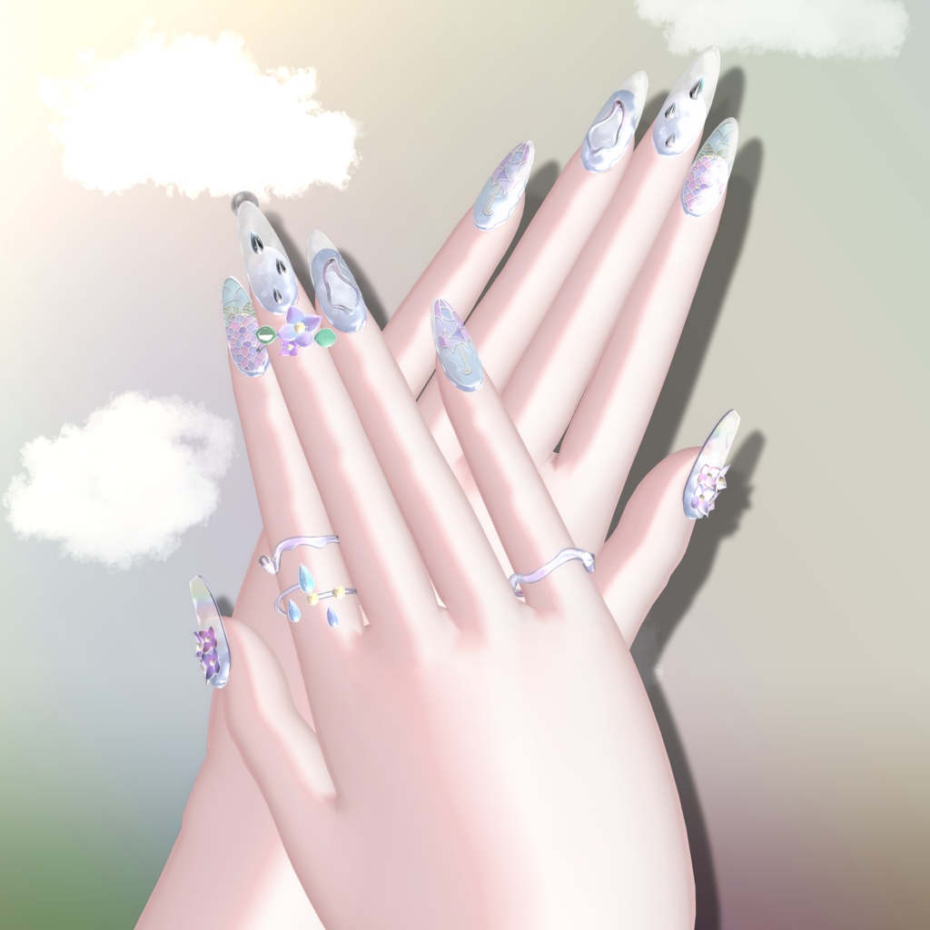 【28アバター+対応】雨ネイル【3Dネイル】
