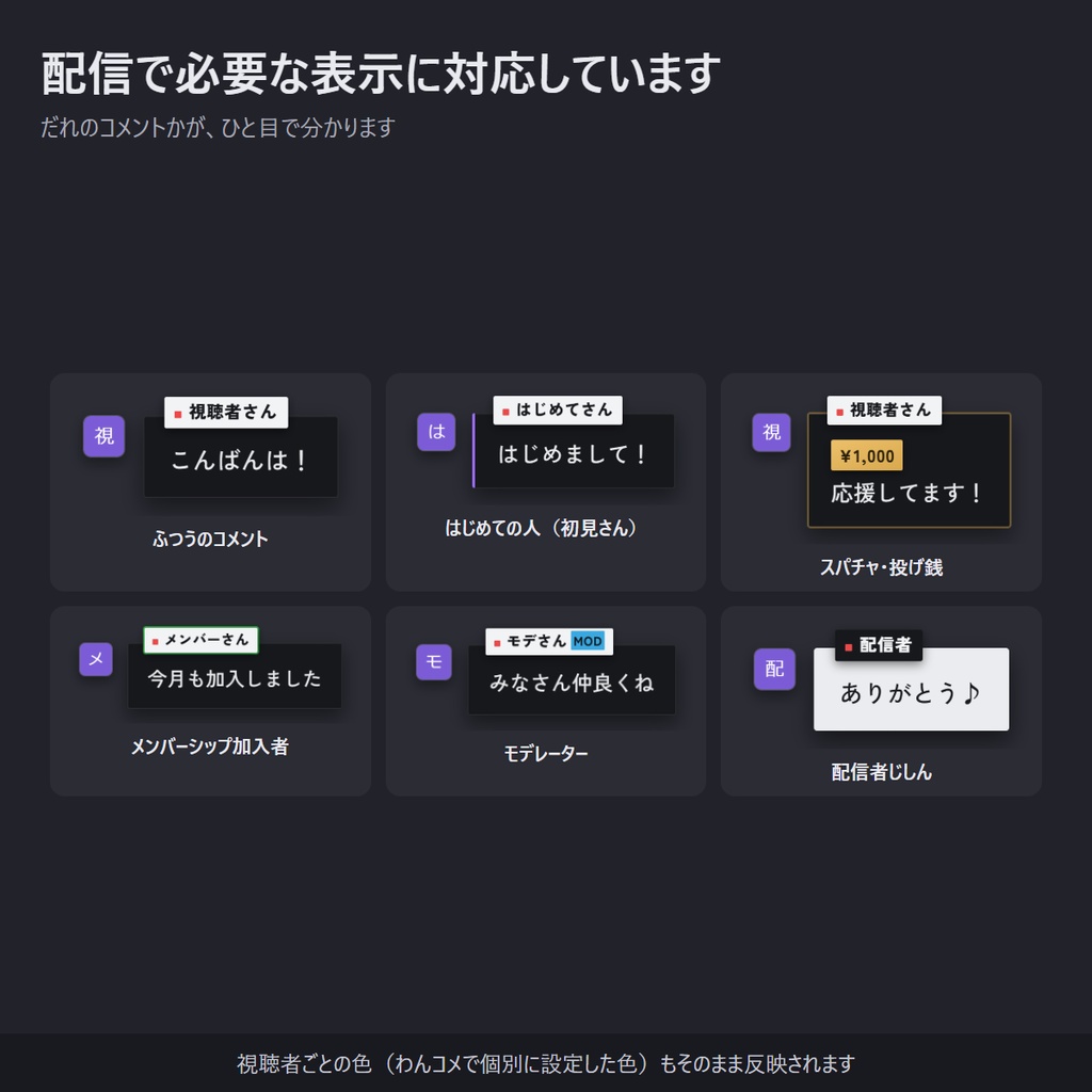 【無料】ダークで見やすいコメント欄 縦横対応「Sleek Dark」【わんコメテンプレート/コメントCSS/OBS】