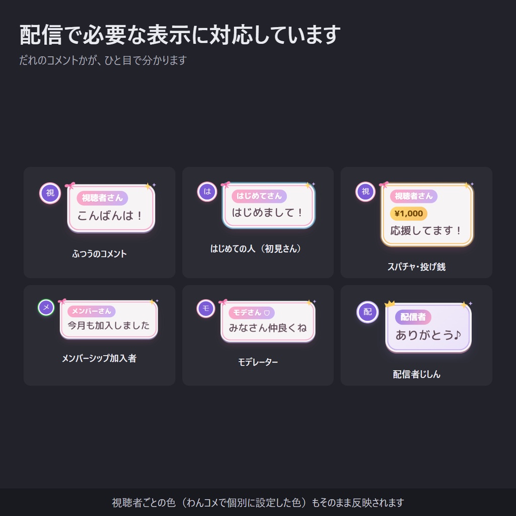 【無料】ゆめかわリボンのコメント欄 縦横対応「Yumekawa Ribbon」【わんコメテンプレート/コメントCSS/OBS】