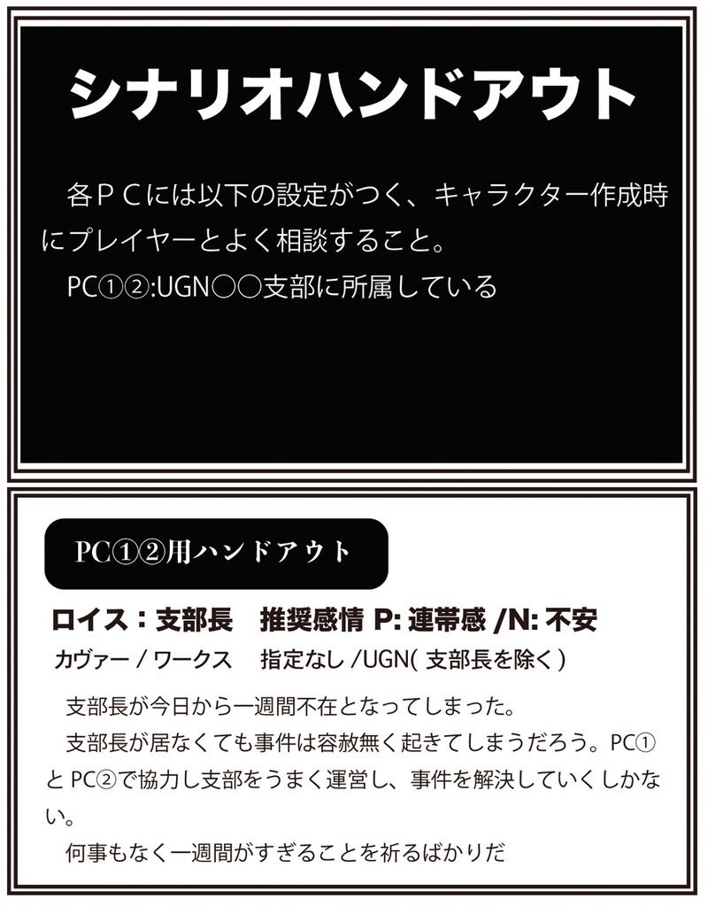 ダブルクロス3rd GMレスシナリオ operationUGNmanagement