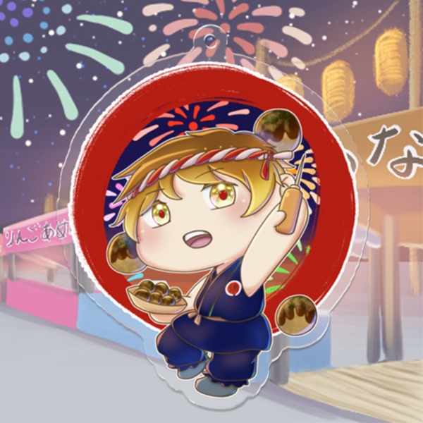 たこ焼き6個入り承りましたー!(アクリルキーホルダー)