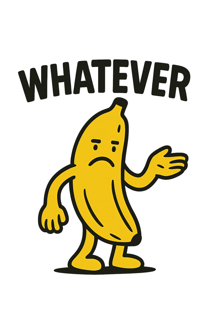 「WHATEVERバナナ」脱力系ネタTシャツ/色:アッシュ(淡色)