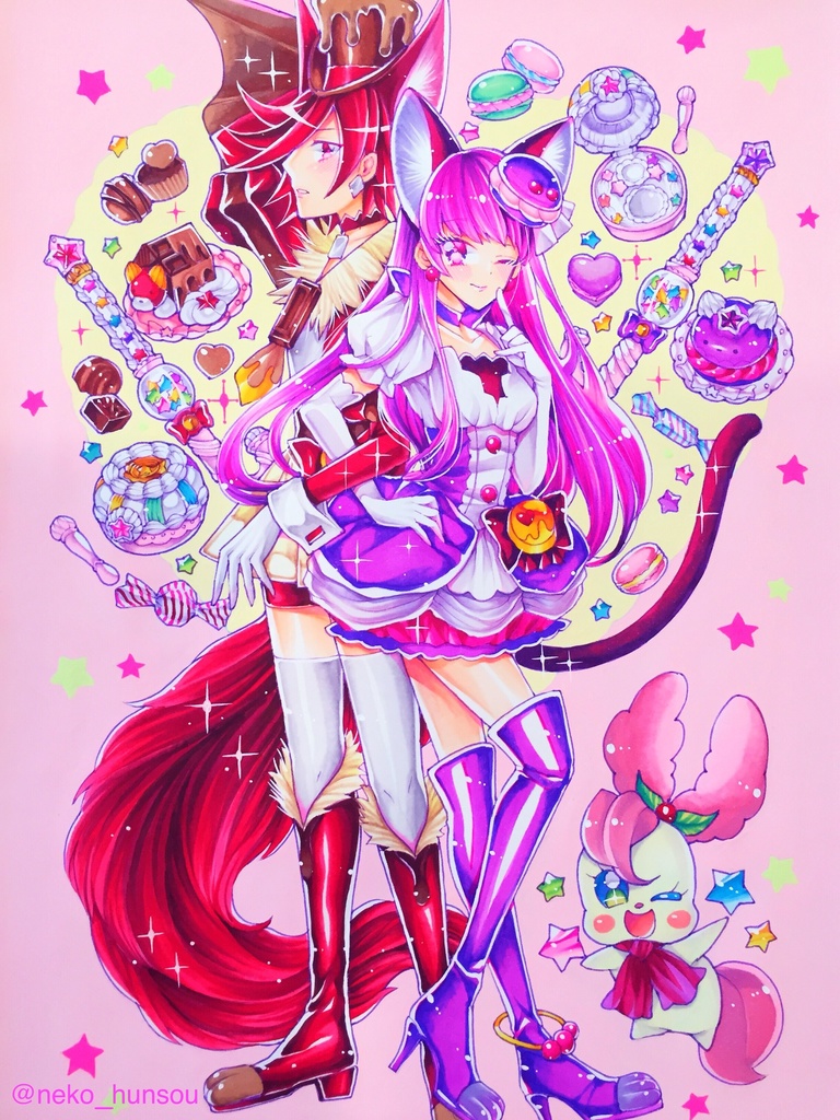 ドローイング原画 キュアショコラ&キュアマカロン