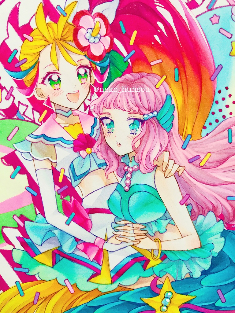 ドローイング原画 キュアサマー&ローラ